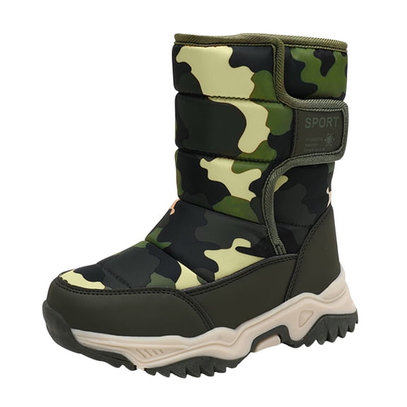Karoyedx Little Girls Boots Waterproof Kids Snow Boots - Insulated Warm Fleece Lined Winter Boots for Toddlers Girls & Boys Camouflage Size,11.5