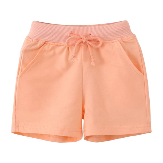 Karoyedx Little Girls Clothes Girls Boys Linen Shorts Summer Beach Resort Teen Girl Elastic High Waist Casual Shorts Outfits with Pockets Orange Size,4T