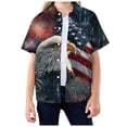 thumbnail image 1 of Karoyedx Little Girls Patriotic Outfit Patriotic Shirts for Kids Toddlers Boys Girls 250 Anniversary USA Button Down Shirt Short Sleeve 4th of July Outfits Purple Size,13-14 Years, 1 of 4