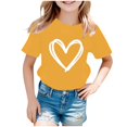 thumbnail image 1 of Karoyedx Little Girls Shirts Girls Shirts Casual Crewneck Short Sleeve Graphic Tee Trendy Tops Breathable Girls Clothes for Summer Yellow Size,5-6 Years, 1 of 4