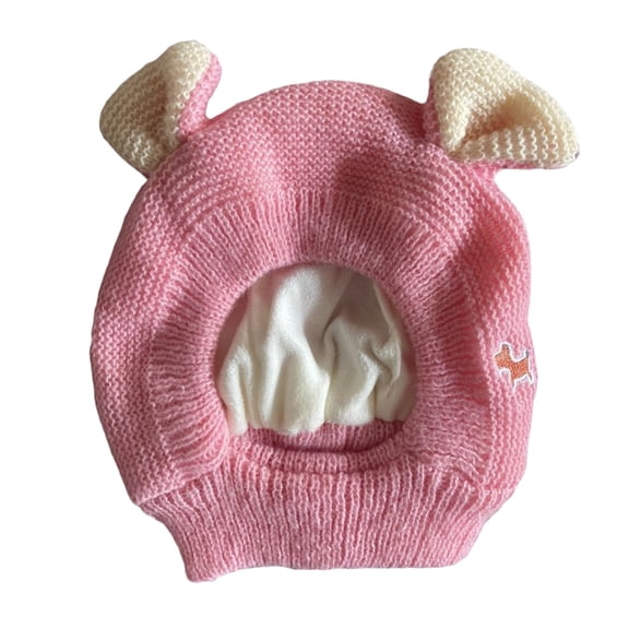 Karoyedx Little Kids Hats Girls Winter Pullover Hat Children's Double Ear Hat Solid Color Cute Knitting Yarn Men's And Women's Baby Hat Pink Size,6-36 Months