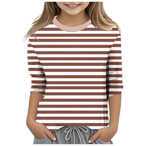 Karoyedx Long Sleeve Blouses Toddler Baby Girls Long Sleeve Basic Layering Casual T Shirt Knit Ribbed Lace Collared Little Kids Casual Fall Tees Brick Red Size,3-4 Years