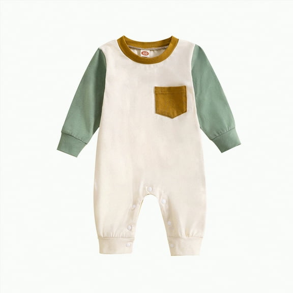 Karoyedx Long Sleeve Jumpsuit Newborn Baby Girl Boy Outfit Cotton Ribbed Long Sleeve Romper Unisex Footless Jumpsuit Green Size,3-6 Months