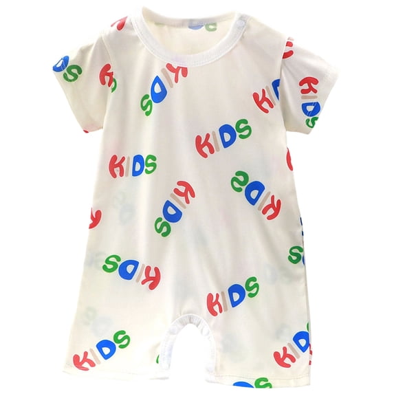 Karoyedx Newborn Baby Boy Rompers Baby Boy Romper Short Sleeve Baby Romper Jumpsuit with Snap Closure Infant Newborn Boy Clothes White Size,6-9 Months