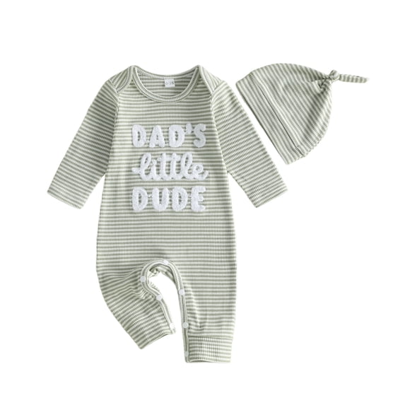 Karoyedx Newborn Boy Rompers Newborn Baby Boy Fall Clothes Letter Dude Embroidery Jumpsuit Waffle Long Sleeve Romper 2pcs Infant Winter Outfits Green Size,Newborn