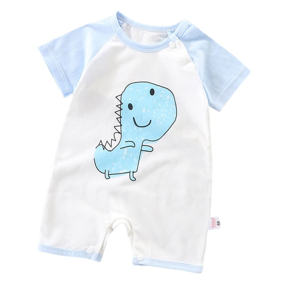 Karoyedx Newborn Boys Romper Infant Baby Boy Girl Clothing Embroidery Jumpsuit Short Sleeve Romper Newborn Outfit Sky Blue Size,12-18 Months
