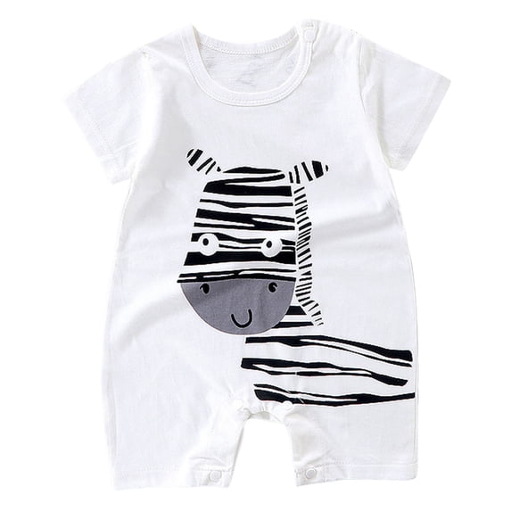 Karoyedx Newborn Boys Romper Newborn Baby Boy Summer Outfit Romper Short Sleeve Print Jumpsuits Cute Infant Clothes White Size,18-24 Months