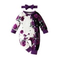 thumbnail image 1 of Karoyedx Newborn Clothes for Girls Baby Girl Newborn Clothes Long Sleeve Romper Jumpsuit Infant Fall Winter Outfits Clothes Purple Size,3-6 Months, 1 of 9