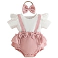 thumbnail image 1 of Karoyedx Newborn Dress Newborn Baby Girl Summer Outfits Short Sleeve Romper Corduroy Overall Dress Infant Skirt Clothes Sets Pink Size,0-3 Months, 1 of 4