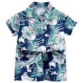 thumbnail image 1 of Karoyedx Outfit Sets for Boys 2 Piece Outfits Hawaiian Button Down Shirt and Shorts Sets Summer Beach Clothes Mint Green Size,7-8 Years, 1 of 7