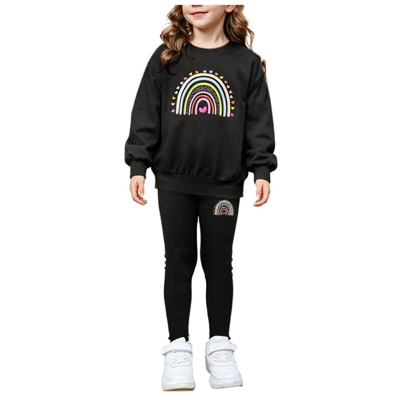 Karoyedx Outfit Sets for Kids Toddler Girl Clothes Little Kids Fall Outfits Winter Sweatshirt Pants Set Black Size,7-8 Years