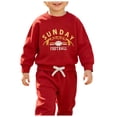 thumbnail image 1 of Karoyedx Outfits for Kids Boys Cute Toddler Baby Boy Girl Football Outfit Long Sleeve Sweatshirt Jogger Pants Rugby Game Day Infant Fall Winter Clothes Watermelon Red Size,18-24 Months, 1 of 6