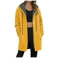 thumbnail image 1 of Karoyedx Oversized Hoodies for Women Long Hoodies For Women Zip Up Hoodie Trendy Casual Oversized Fleece Tunic Sweatshirts Fall Winter Jacket Coat Yellow Size,2XL, 1 of 5