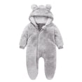 thumbnail image 1 of Karoyedx Rompers for Baby Girls Newborn Baby Fleece Outfit Footie Jumpsuit Winter Romper Snowsuit Outfits Suit Warm Hooded Light Purple Size,9-12 Months, 1 of 3