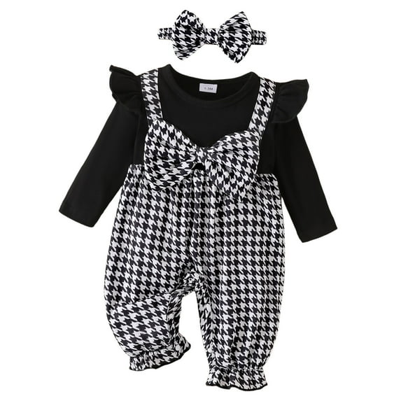 Karoyedx Rompers for Toddler Girl Newborn Baby Girl Clothes One Piece Jumpsuits Clothes Long Sleeve Rompers Fall Winter Clothes for Baby Black Size,3-6 Months