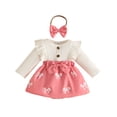 thumbnail image 1 of Karoyedx Rompers for Toddlers Baby Long Sleeve Fall Dress Baby Girl Clothes Ruffle Toddler Casual Dress Infant Cute Clothes Winter Outfits Pink Size,12-18 Months, 1 of 9