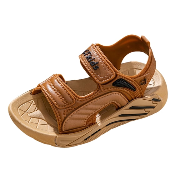 Karoyedx Sandals for Kids Boys Kids Arch Support Cork Footbed Sandals Adjustable Open Toe Slides Anti-Slip Summer Shoes Brown Size,13