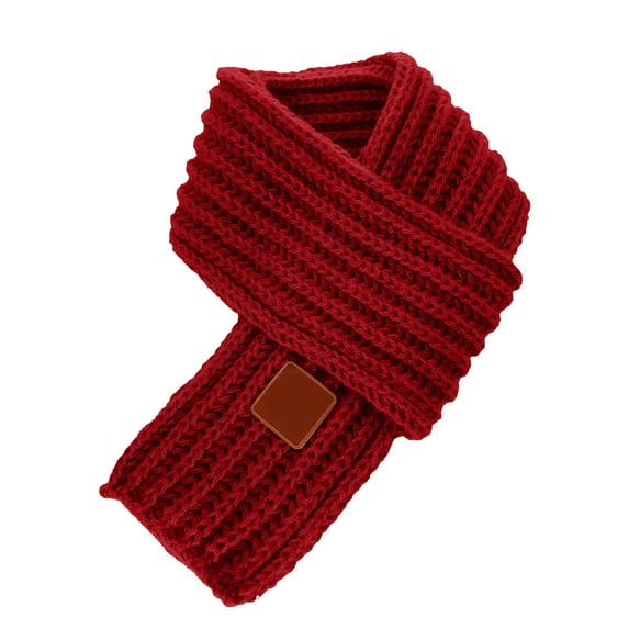 Karoyedx Scarf Winter Kids Scarf Winter Knitted Kids Scarves Solid Color Neck Warmer for Children Wine Size,One Size