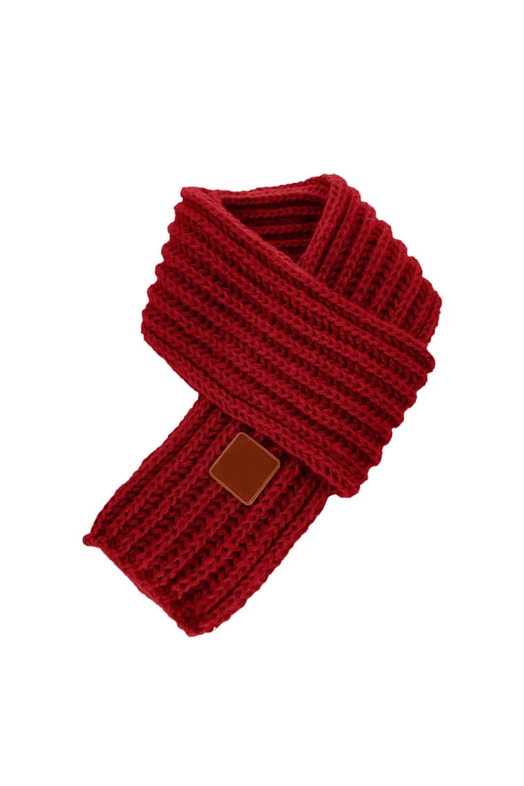 Scarf Winter Kids Scarf Winter Knitted Kids Scarves Solid Color Neck Warmer for Children Wine Size,One Size