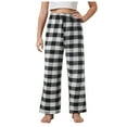 thumbnail image 1 of Karoyedx School Uniform for Teen Girls Girls' Plaid Wide Leg Pants Loose High Waist Trousers Trendy Slant Pocket Sweatpants Black Size,18 Years, 1 of 9