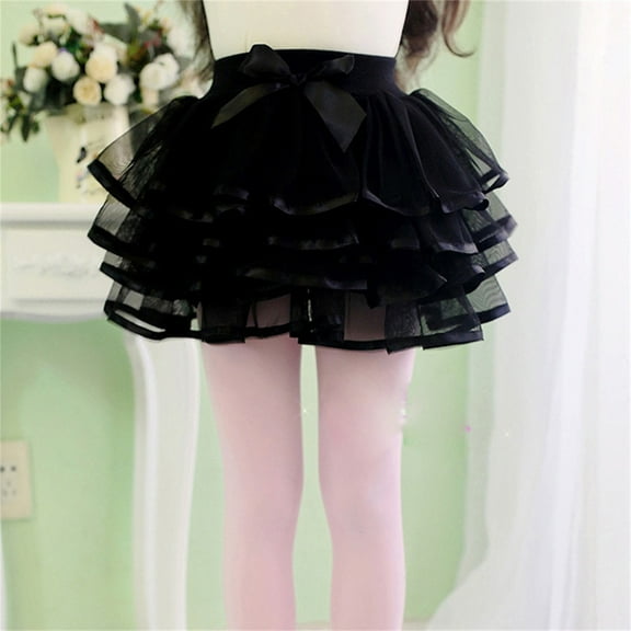 Karoyedx Skirts for Teens Layers Tutu for Toddler Girls Tulle Ballet Dance Skirts Princess Fluffy Kids Dress up Birthday Party Black Size,6-8 Years