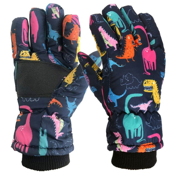 Karoyedx Snow Gloves for Kids Winter Outdoor Kids Boys Girls Snow Skating Snowboarding Windproof Warm Ski Gloves Navy Size,L