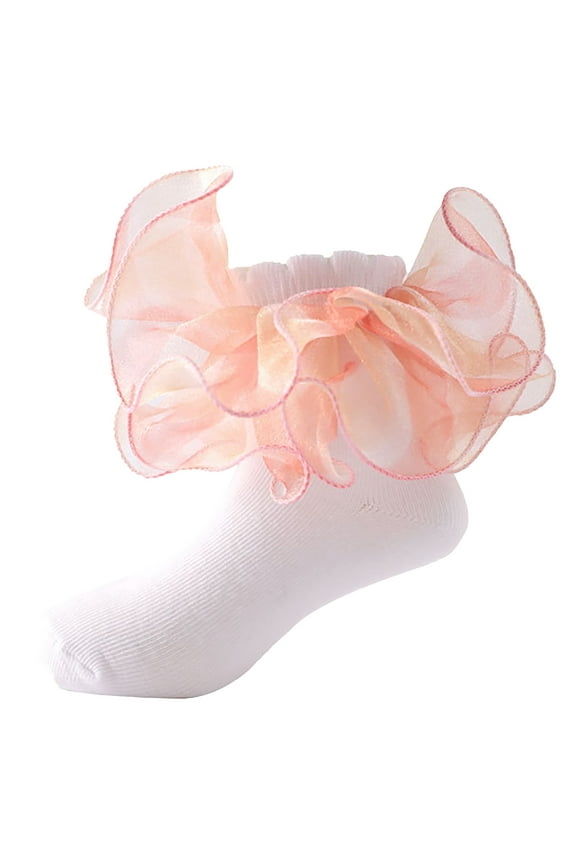 Socks for Kids Grils Ruffle Socks Toddler Double Frilly Fluffy Princess Dress Cotton Sock Tutu Socks for Girls/Baby/Toddler PK1 Size,1-3 Years