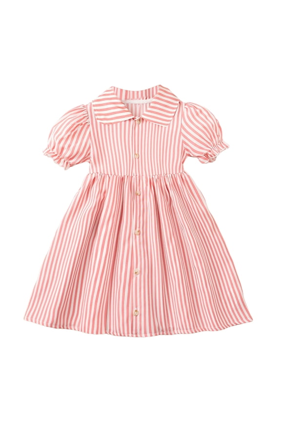Spring Dresses for Girls Toddler Dress Baby Girl Ruffle Linen Smocked Dress Short Sleeve Spring Dresses Summer Clothes Beach Pink Size,7-8 Years