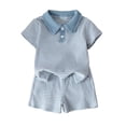 thumbnail image 1 of Karoyedx Summer Clothes for Toddler Boys Baby Boy Summer Clothes Toddler Boy Outfits Letter Print Short Sleeve T-Shirt Shorts Clothing Set Blue Size,18-24 Months, 1 of 9