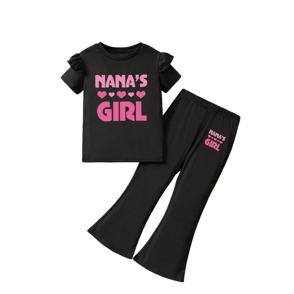 Karoyedx Summer Outfits for Kids Girls Girl's 2 Piece Summer Outfits Short Sleeve Ruched Basic Tess and Cargo Pants Sets Trendy Black Size,3-4 Years
