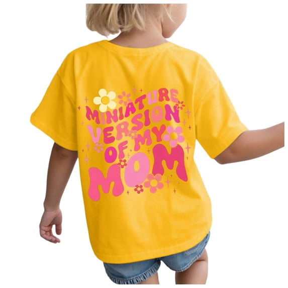 Karoyedx Summer Shirts for Toddler Girls Toddler Baby Girls Shirt Cute Short Sleeve T-Shirt Kids Letter Graphic Summer Tees Top Yellow Size,3-4 Years