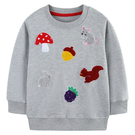 Karoyedx Sweatshirts for Kids Toddler Boys' Long Sleeve Shirts Crewneck Pullover Cartoon Graphic Soft Warm Winter Top Light Gray Size,2-3 Years