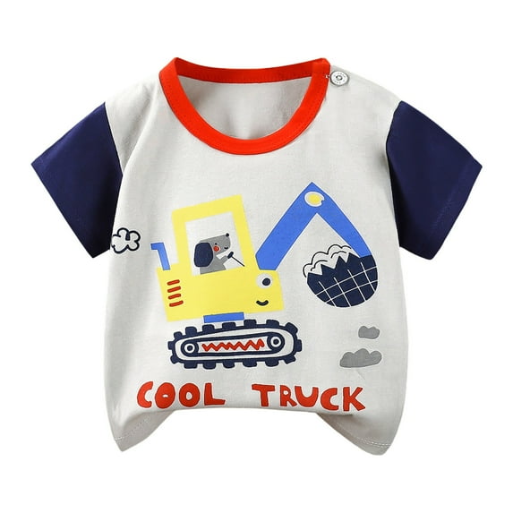 Karoyedx Toddler Boy Athletic T Shirts Toddler Boy Cute Graphic T-Shirt Kids Baby Print Shirt Short Sleeve Summer Tee Tops Dark Blue Size,3-6 Months
