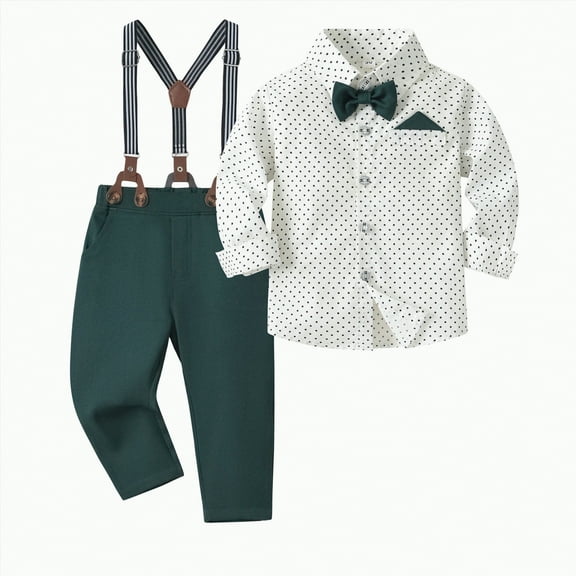 Karoyedx Toddler Boy Christmas Outfit Baby Boys Gentleman Bowtie Formal Outfit Suits Tuxedo Vest Wedding Party Suit Dark Green Size,7-8 Years