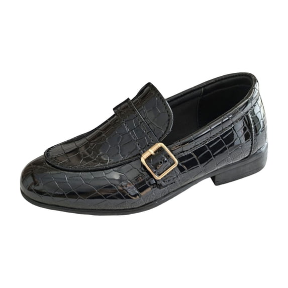 Karoyedx Toddler Boy Dress Shoes Boys Shoes - Kids Oxford School Uniform Loafer Church Dress Shoes Slip-On Black Size,2.5