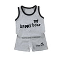 thumbnail image 1 of Karoyedx Toddler Boy Set Toddler Baby Boy Clothes Dinosaur Print Sleeveless Shirt and Shorts Two Piece Casual Outfit Summer Set Blue Size,18-24 Months, 1 of 8