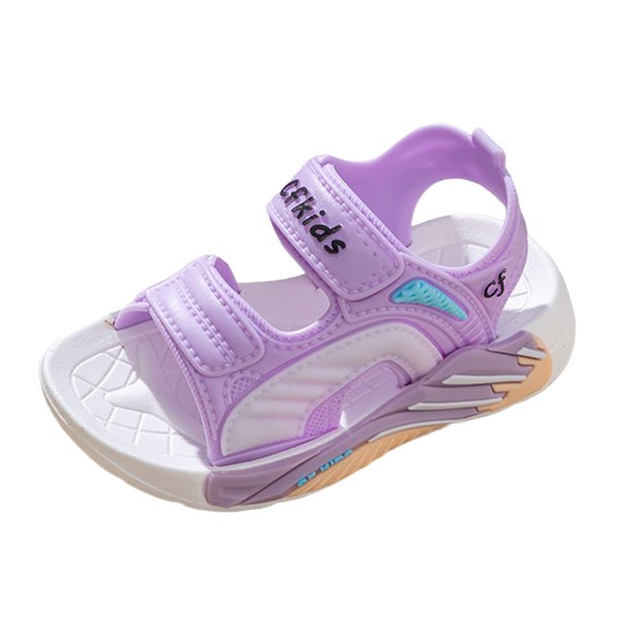 Karoyedx Toddler Boy Shoes Kids Arch Support Cork Footbed Sandals Adjustable Open Toe Slides Anti-Slip Summer Shoes Purple Size,7.5