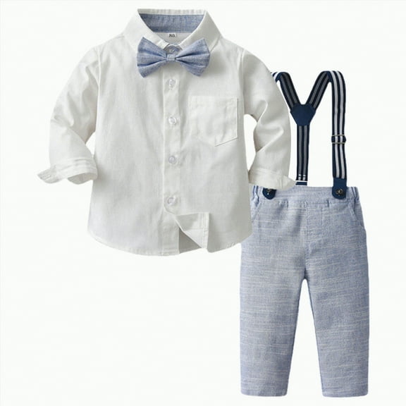 Karoyedx Toddler Boys Christmas Suit Baby Boys Toddler Gentleman Kids Formal Outfits Long Sleeve Suit Clothing Set Blue Size,3-4 Years