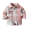 thumbnail image 1 of Karoyedx Toddler Boys Shirts Boys Flannel Shirts Toddler Girl Button Down Long Sleeve Plaid Shirt Kids Fall Shackets Jacket Casual Blouse Tops with Pocket Pink Size,5-6 Years, 1 of 9