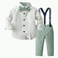 thumbnail image 1 of Karoyedx Toddler Christmas Outfit Toddler Boy Clothes Suit Gentleman Wedding Outfits Formal Dress Shirt+Bowtie+Vest+Pants Green Size,5-6 Years, 1 of 5