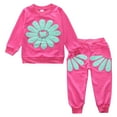 thumbnail image 1 of Karoyedx Toddler Clothes for Girls Baby Girl Fall Winter Clothes Toddler Outfit Letters Graphic Crewneck Sweatshirts + Joggers Pants Set Hot Pink Size,12-18 Months, 1 of 7