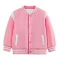 thumbnail image 1 of Karoyedx Toddler Fall Jackets Boys Kids Varsity Jacket Girls Boys Baseball Jacket Bomber Coat School Uniform with Pocket Hot Pink Size,9-10 Years, 1 of 3