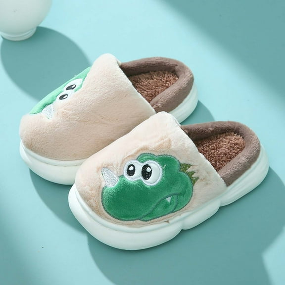 Karoyedx Toddler Fall Shoes Toddler Boys Girls House Slippers Indoor Home Shoes Warm Slipper Socks for Kids Baby Soft Winter Warm Walking Shoes Khaki Size,10