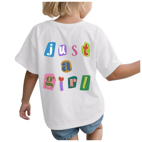 Karoyedx Toddler Girl Athletic T Shirts Girls Short Sleeve T-Shirts Cute Graphic Tee Tops for Tween Girls Trendy Clothes White Size,3-4 Years