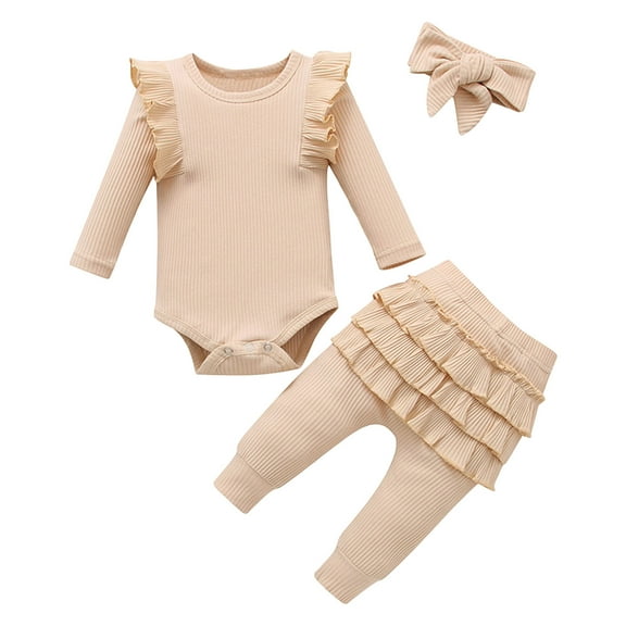 Karoyedx Toddler Girl Clothes Baby Girl Clothes Set Daddys Little Girl Ruffle Romper Top Camouflage Pants Newborn Infant Baby Girl Outfit Beige Size,18-24 Months