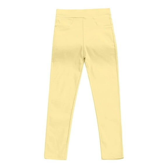 Karoyedx Toddler Girl Leggings Girls Cotton Leggings Full Length Soft Comfortable Leggings Stretchy Footless Tights Pants Yellow Size,4-5 Years