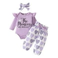 thumbnail image 1 of Karoyedx Toddler Girl Rompers Newborn Infant Baby Girl Clothes Ruffle Romper Toddler Girl Floral Cotton Pant Sets Girls Clothing Outfit Light Purple Size,6-9 Months, 1 of 5