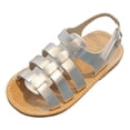 thumbnail image 1 of Karoyedx Toddler Girl Shoes Girls Sandals Open Toe Cute Bow Flower Girl Dress Sandals Summer Shoes for Toddler/Little Kid Silver Size,12.5, 1 of 7