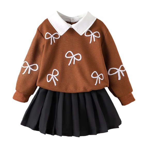 Karoyedx Toddler Girl Skirt Set Winter Toddler Girls Sweatshirt Dress Cotton Winter Long Sleeve Shirts with Tutu Skirts Kids Casual Pullover Outwear Coffee Size,6 Years