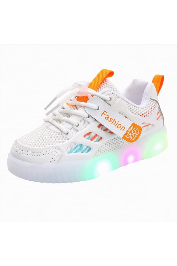 Toddler Girl Sneakers Fashion Sneakers Toddler Boys Girls Light Up Shoes LED Flashing Lightweight Mesh Breathable Adorable Running Sneakers for Toddler and Little Kid White Size,9.5
